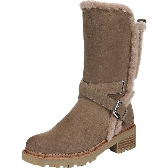 Sam Edelman Womens Jailyn Brown Faux Fur Suede Block Heel Boot Shoes - Picture 1 of 2
